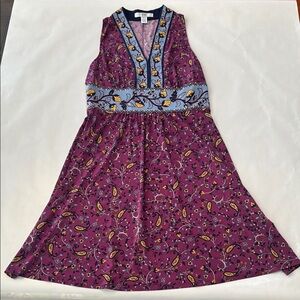 Purple Sleeveless Dress with Floral Pattern